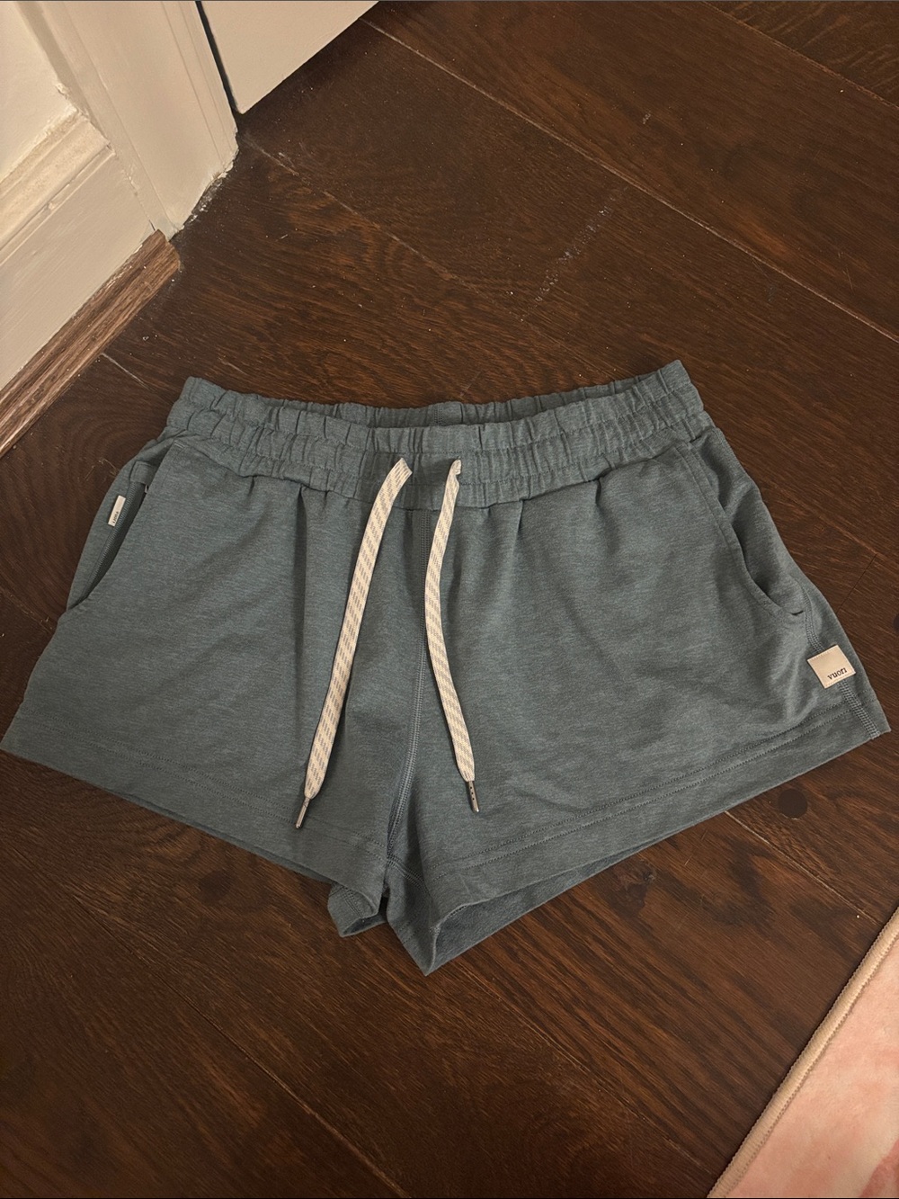 Vuori Teal-Blue Athletic Lounge Shorts with Drawstring